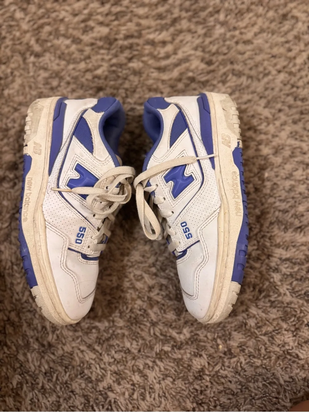 New Balance Kids White and Blue 550 Sneakers
